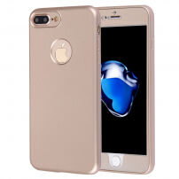 Etui plastikowe do iPhone 8 Plus / 7 Plus z ochroną 360° - chroni część przednią i tylną - złote