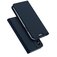 DUX DUCIS Futerał ze stojakiem i przegrodami na dokumenty dla Apple iPhone XS / iPhone X - ciemnoniebieski