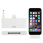 Redukcja / adapter 30pin złącze na lightning z audio 3,5 mm jack złączem dla iPhone 6 Plus / 6S Plus - biała