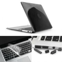 ENKAY etui plastikowe z ochroną klawiszów i zaślepkami złączy dla MacBook Air 13" (A1237, A1304, A1369) - czarne