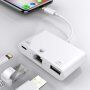 NK-107 3w1 Adapter OTG ze złączem lightning na ethernet + USB + lightning do iPhone / iPad - biały