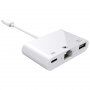 NK-107 3w1 Adapter OTG ze złączem lightning na ethernet + USB + lightning do iPhone / iPad - biały