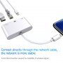 NK-107 3w1 Adapter OTG ze złączem lightning na ethernet + USB + lightning do iPhone / iPad - biały