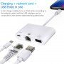 NK-107 3w1 Adapter OTG ze złączem lightning na ethernet + USB + lightning do iPhone / iPad - biały