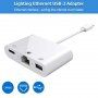 NK-107 3w1 Adapter OTG ze złączem lightning na ethernet + USB + lightning do iPhone / iPad - biały