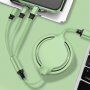 3w1 kabel zwijany do transmisji danych i ładowania USB-A / USB-C / Lightning / micro USB do iPhone / iPad / iPod / AirPods - 1 m - zielone