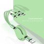 3w1 kabel zwijany do transmisji danych i ładowania USB-A / USB-C / Lightning / micro USB do iPhone / iPad / iPod / AirPods - 1 m - zielone