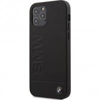 BMW Leather Hot Stamp etui do iPhone 12/12 Pro - czarny