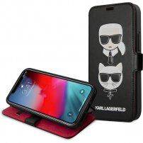 Karl Lagerfeld Heads pokrowiec flip do iPhone 12 mini - czarne