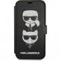 Karl Lagerfeld Heads pokrowiec flip do iPhone 12 mini - czarne