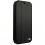 BMW PU Carbon Contrast Book pokrowiec do iPhone 12 Pro Max - czarne
