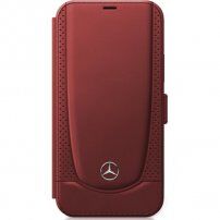 Mercedes Perforated Leather pokrowiec flip do iPhone 12 mini - czerwony