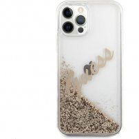 Guess Liquid Glitter Vintage etui do iPhone 12 Pro Max - złote