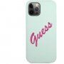 Guess Vintage Script etui silikonowe do iPhone 12 Pro Max - miętowe
