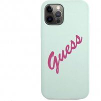 Guess Vintage Script etui silikonowe do iPhone 12 Pro Max - miętowe