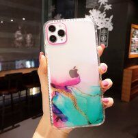 Przezroczyste etui odporne na wstrząsy ze wzorem marmuru do iPhone 11 Pro Max - różowo-turkusowy