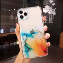 Przezroczyste etui odporne na wstrząsy ze wzorem marmuru do iPhone 11 Pro - niebiesko-pomarańczowy
