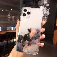 Przezroczyste etui odporne na wstrząsy ze wzorem marmuru do iPhone 11 Pro - ciemnofioletowe