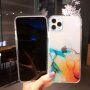 Przezroczyste etui odporne na wstrząsy ze wzorem marmuru do iPhone 12 Pro Max - ciemnofioletowe