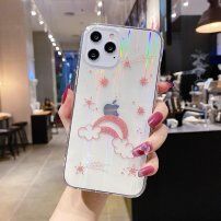 Miękkie zmieniające się etui z różowymi gwiazdkami i chmurami do iPhone 12 Pro Max - przezroczyste