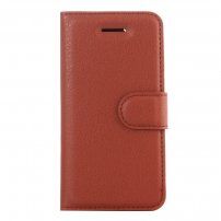 Pokrowiec flip z teksturą skóry do iPhone 5 / 5S / SE (2016) - brązowy