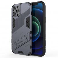 Trwałe etui ochronne ze stojakiem do iPhone 12 Pro Max - szary