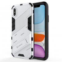 Trwałe etui ochronne ze stojakiem do iPhone XR - biały