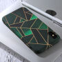 Etui dla Apple iPhone XS / iPhone X świeci w ciemności - zielony wzór geometryczny