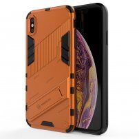Trwałe etui ochronne ze stojakiem do iPhone XS Max - pomarańczowe