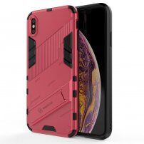 Trwałe etui ochronne ze stojakiem do iPhone XS Max - różowy