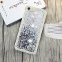 Etui ochronne z pływającymi cekinami dla Apple iPhone SE (2016) / 5S / 5 - czarno-srebrne