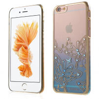 KAVARO etui ochronne z błyszczącymi kamieniami dla Apple iPhone 6S Plus / 6 Plus - niebieskie z motylami