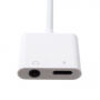 Redukcja z lightning i jack 3.5 złączem do ładowania i jednoczesnego słuchania muzyki dla iPhone - biała