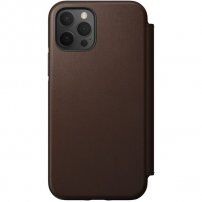 Nomad Rugged Folio skórzany pokrowiec flip z MagSafe do iPhone 12 / 12 Pro - brązowy