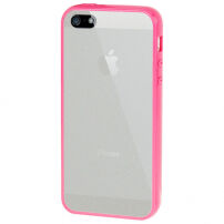Ultra cienkie etui z kolorową ramką dla Apple iPhone 5 / 5S / SE (2016) - różowe