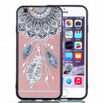 Ochronne etui plastikowe z czarną ramką do Apple iPhone 6S Plus / 6 Plus - łapacz snów z piórami