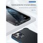 Etui z teksturą włókien karbonowych i ramką ochronną do iPhone 11 Pro - ciemnozielony