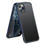 Etui z teksturą włókien karbonowych i ramką ochronną do iPhone 11 Pro Max - ciemnoniebieski