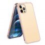 Etui z teksturą włókien karbonowych i ramką ochronną do iPhone 12 mini - różowo-złoty