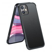 Etui z teksturą włókien karbonowych i ramką ochronną do iPhone 11 - czarny