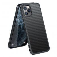 Etui z teksturą włókien karbonowych i ramką ochronną do iPhone 11 Pro Max - czarny