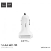 HOCO ładowarka samochodowa (5V/3.1A) z dwoma portami USB dla Apple iPhone / iPad / iPod - biała