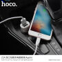 HOCO ładowarka samochodowa z dwoma portami USB i kablem lightning dla urządzeń Apple - biała