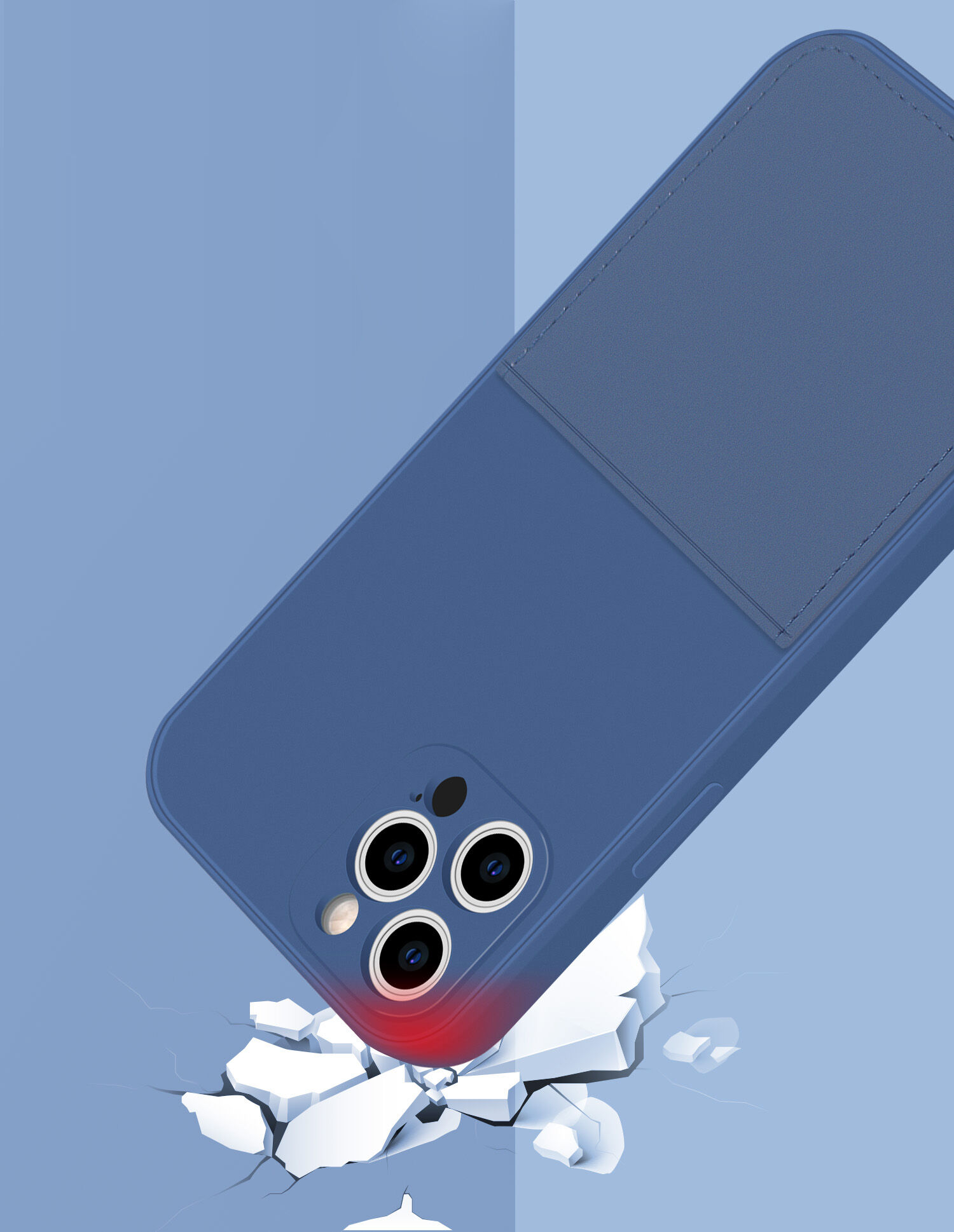 Ochronne etui z kieszenią na karty do iPhone 12 Pro - pomarańczowe