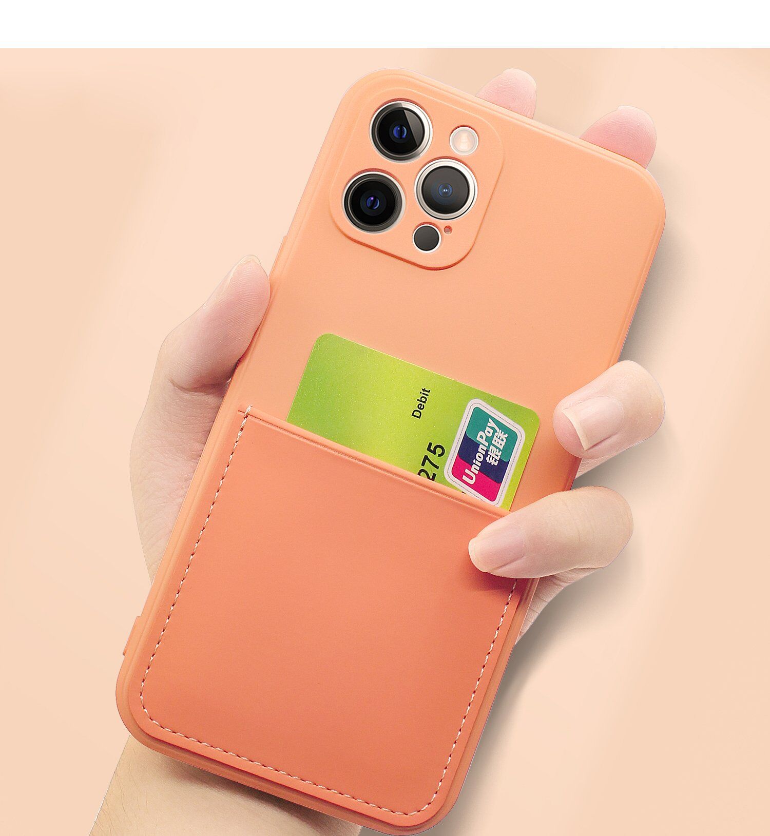 Ochronne etui z kieszenią na karty do iPhone 12 Pro - żółte