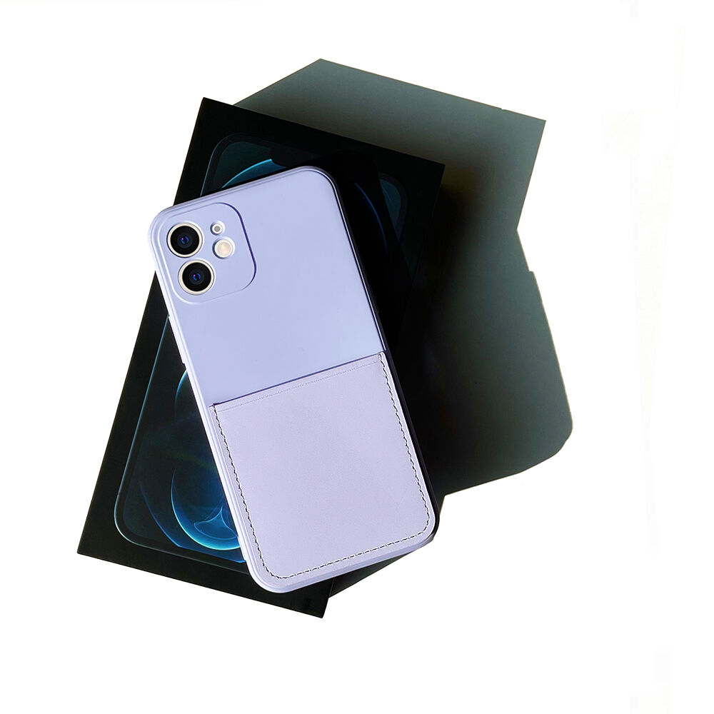 Ochronne etui z kieszenią na karty do iPhone 12 mini - fioletowy