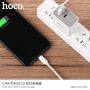 HOCO ładowarka podróżna z amerykańską wtyczką z portami USB / USB-C dla Apple iPhone - biała