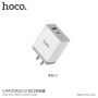 HOCO ładowarka podróżna z amerykańską wtyczką z portami USB / USB-C dla Apple iPhone - biała