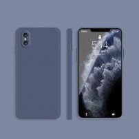 Ochronne etui silikonowe z prostymi krawędziami do iPhone XS Max - szaro-niebieski