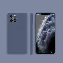 Ochronne etui silikonowe z prostymi krawędziami do iPhone 12 Pro Max - szaro-niebieski